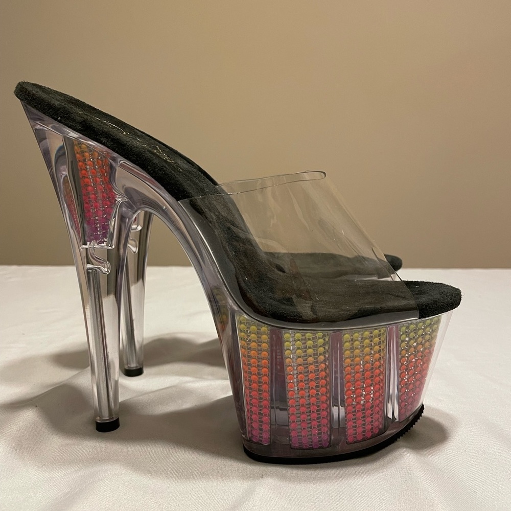 Pleaser Multi Color Platform Mule Sandel Heel